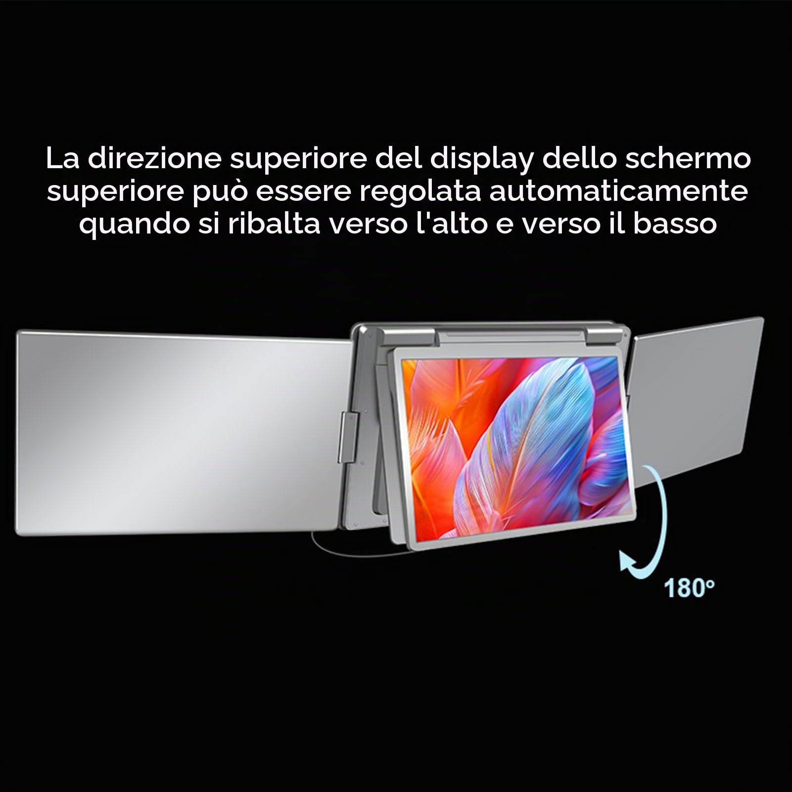 Schermo Esteso per Laptop, Triplo Laptop Monitor Estender, Schermi Portatili da 15,6 Pollici, con Supporto Regolabile, Monitor Quad Che Piega per (Spina Europea)