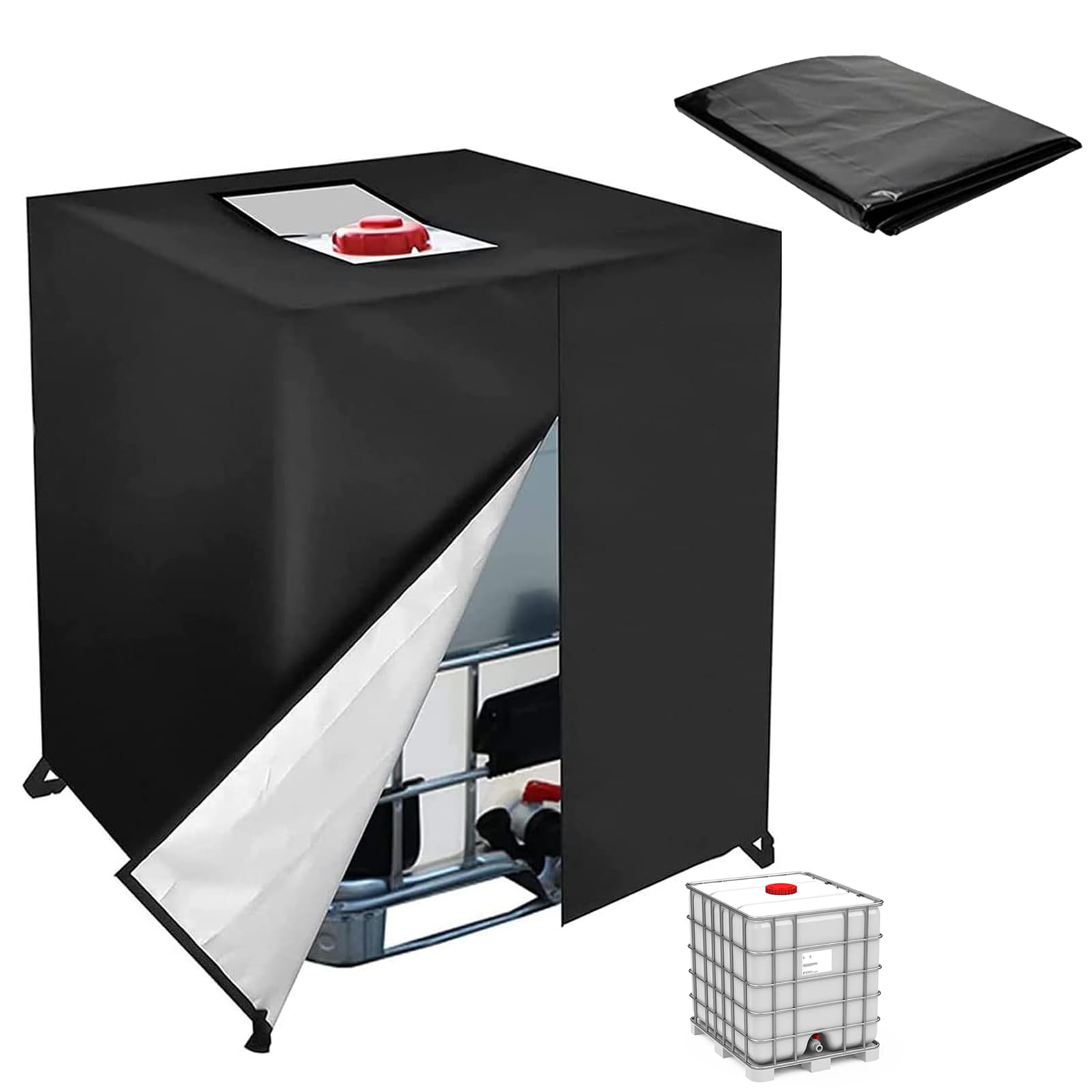 Copertura per Serbatoio IBC 1000L, Telo Protettivo UV Oxford 210D Impermeabile e Antipolvere per Serbatoio Acqua piovana, antistrappo, 120x100x116cm, Copri Contenitore Esterno