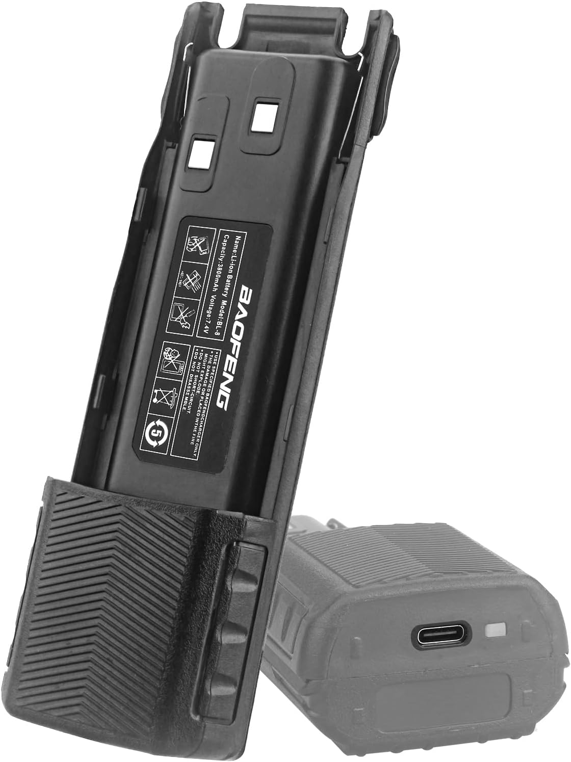 BAOFENG UV-82 Battery,Upgrade 3800mAh High Capacity Extended BL-8 Battery with Type-C Charger for BAOFENG UV-82 UV-82L UV-82C UV-89 GMRS Series Two-Way Radio (1Pack)