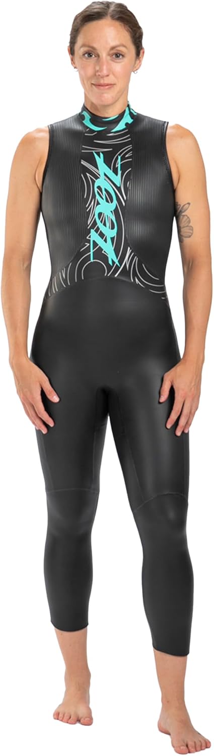 Zoot Women’s Manta Sleeveless Wetsuit, Yamamoto Neoprene Triathlon Suit with Hydrophobic Finish, Buoyancy & Arm Mobility