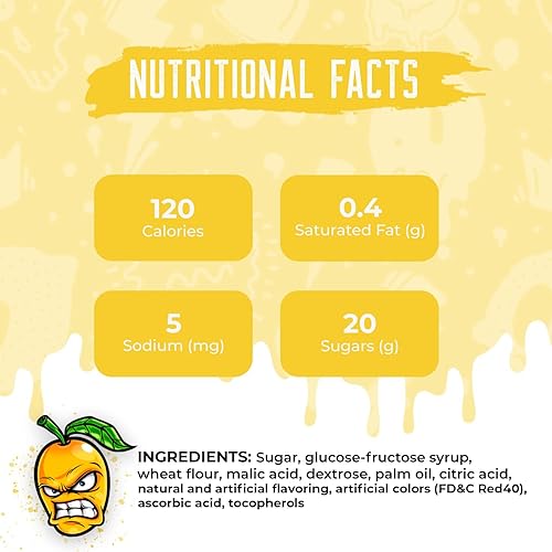 Miniatura 7 de SOUR STRIPS Dulces tropicales con sabor a mango | Deliciosamente Chewy Belts - Caramelos vegetarianos, 12 por paquete, 2 unidades