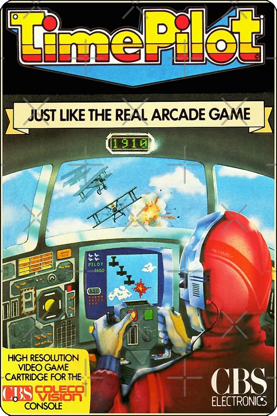 TimePilot ColecoVision - Letrero de metal divertido de 20,3 x 30,5 cm, decoración de pared para sala de juegos, cueva de hombre