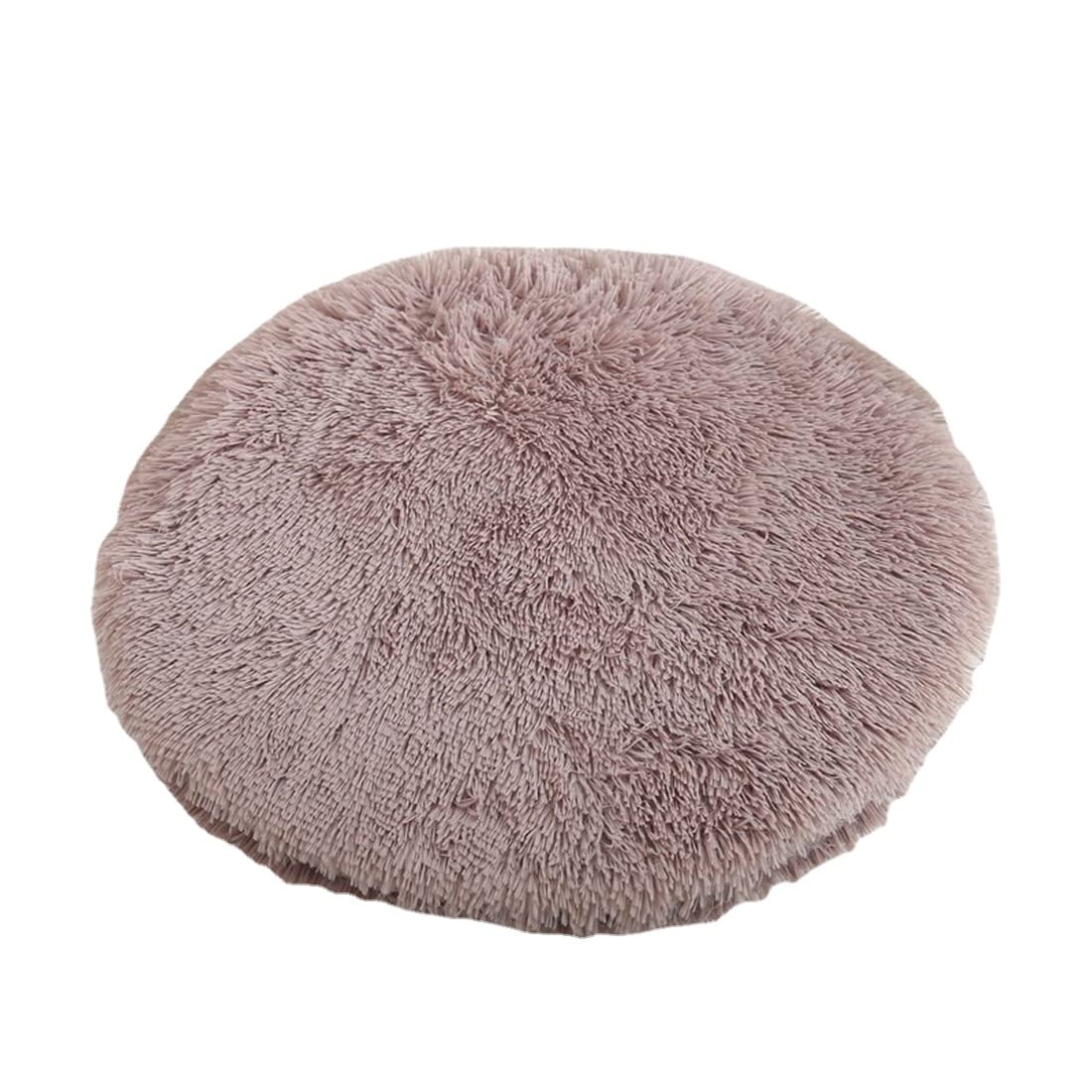 RICHRAIN Plush Cat Dog Cushion,round Pet Warm Mat, PP Cotton Soft and Comfortable for Living Room (M 47CM,Coffee) — image 1