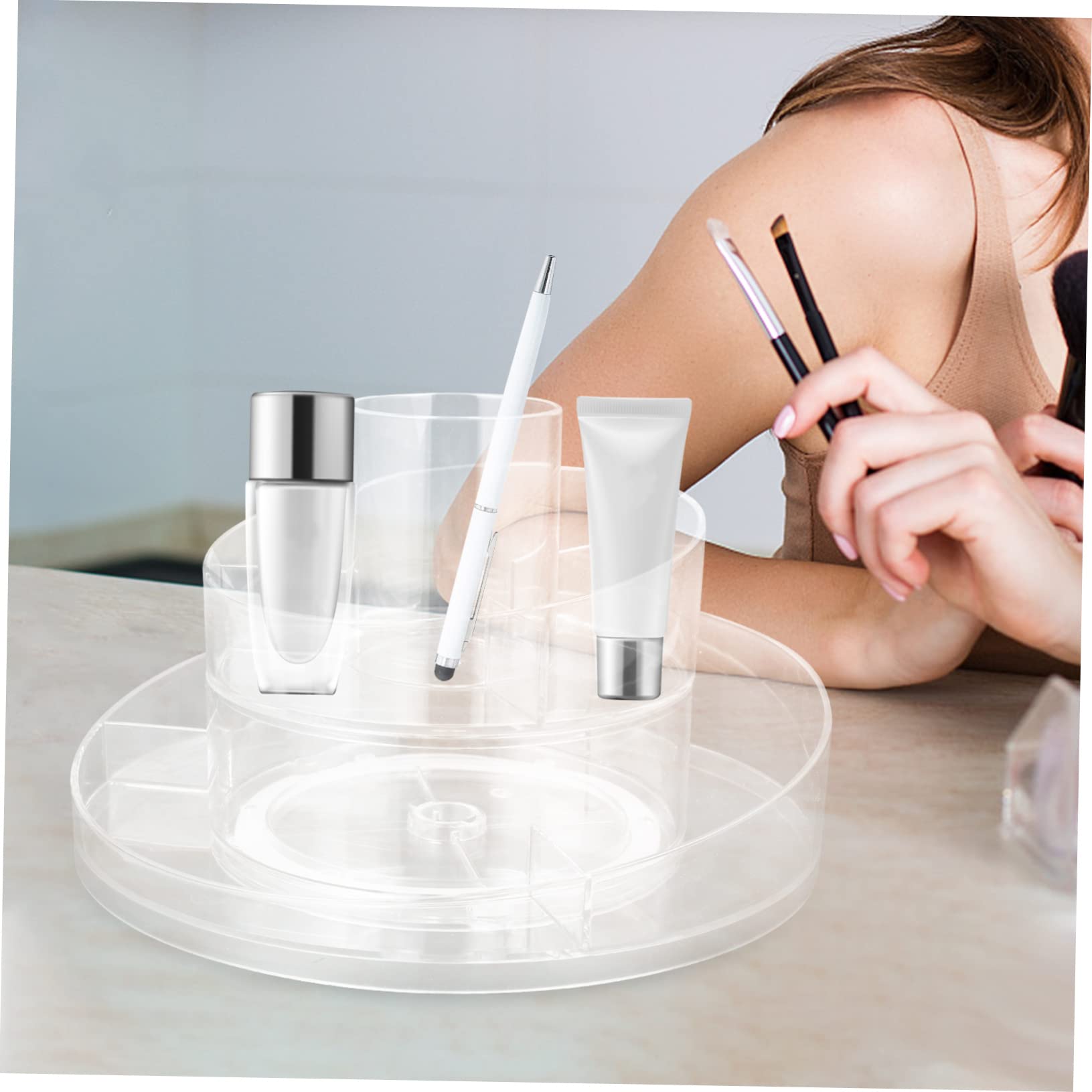 Organizzatore Cosmetici Girevole 360° a Doppio Strato PET