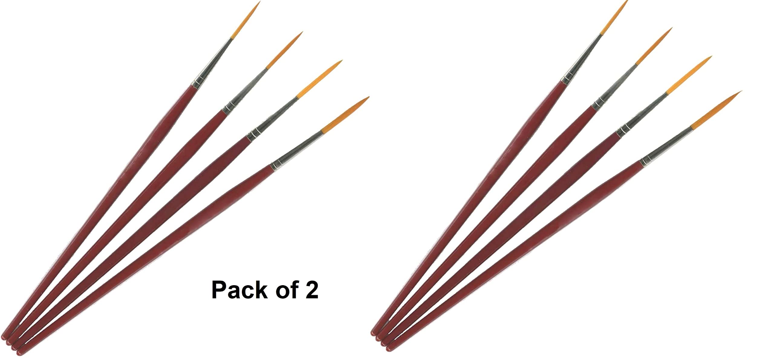 Juego de 2 pinceles de aparejador (8 pinceles), tamaños 0, 1, 2, 3, pinceles profesionales para detalles finos, asas ergonómicas, ideal para artistas, suministros de pintura acrílica