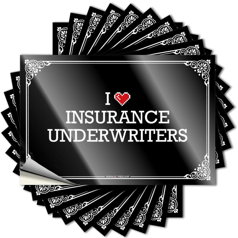 Teen Boys Room Decor Plastic Stickers - I Love Insurance Underwriters Removable Decal Wall Easy Peel for Checkered(8X12CM)