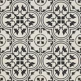 12x12 Flora Black White Encaustic Ceramic Tile (10 Piece 10SF Pack)