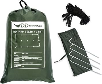 DD Hammocks - DD Tarp S - Olive Green 9ft x 5ft - 100% Waterproof Lightweight Compact & Multifunctional Rainfly Tarp Tent Bivvi Day Shelter for Camping Backpacking Bikepacking Adventure & Hiking