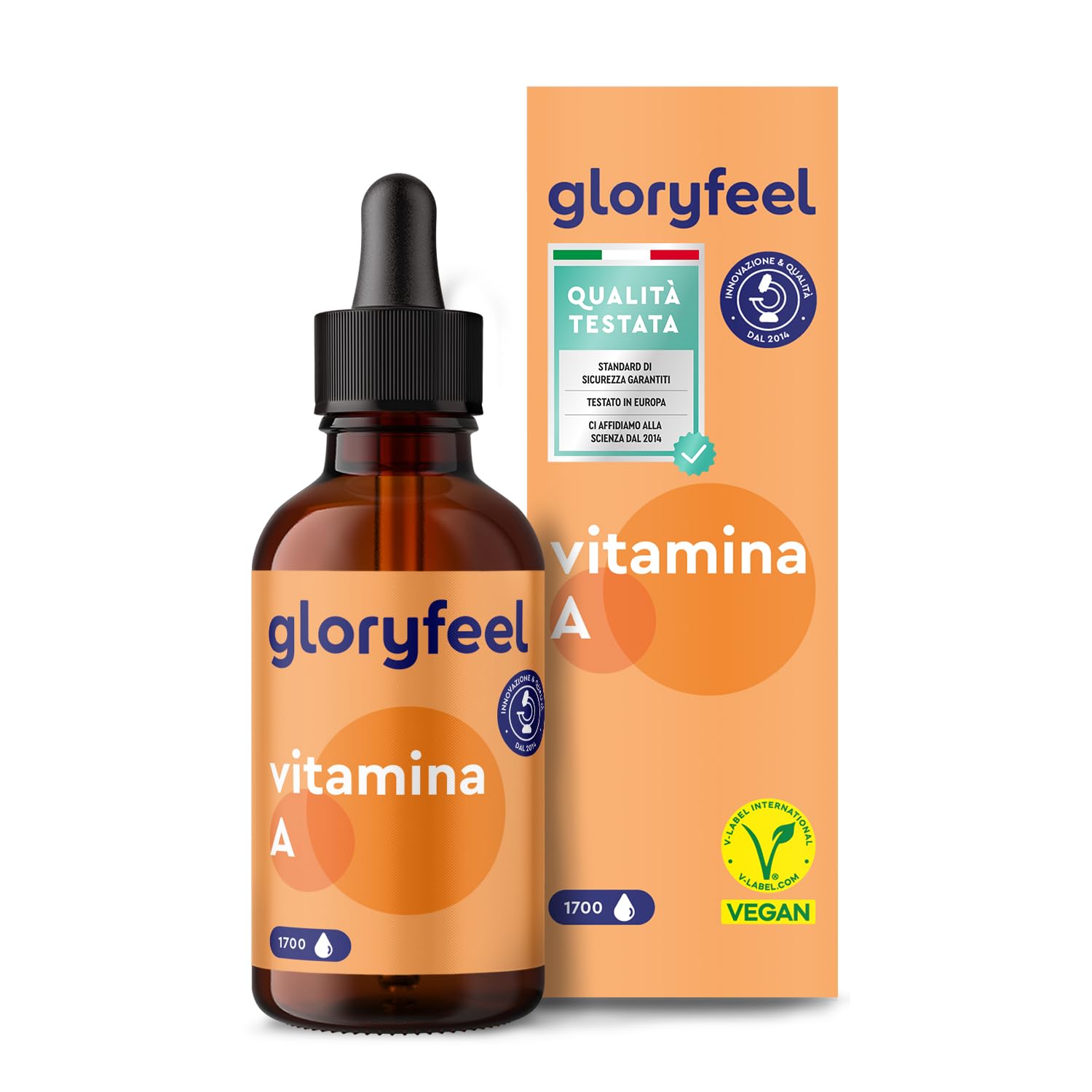 Vitamina A Gocce 3.333 UI 1.000µg, Integratore Vitamina A Pura 50 ml (1700 Gocce), Vitamina A da Palmitato di Retinile, Vitamina A Retinolo in Gocce in Olio TCM, Integratore Pelle & Vista Vit A