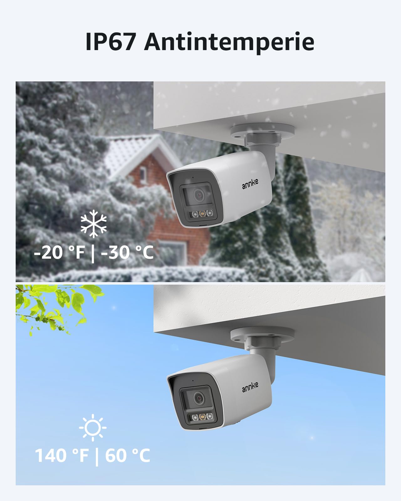 ANNKE Kit di Sicurezza PoE 4K, 8 Telecamere Esterne da 8MP, NVR a 16 Canali con Disco Rigido da 4TB, Visione Notturna a Colori, Rilevamento di Persone e Veicoli, Registrazione 24/7, IP67