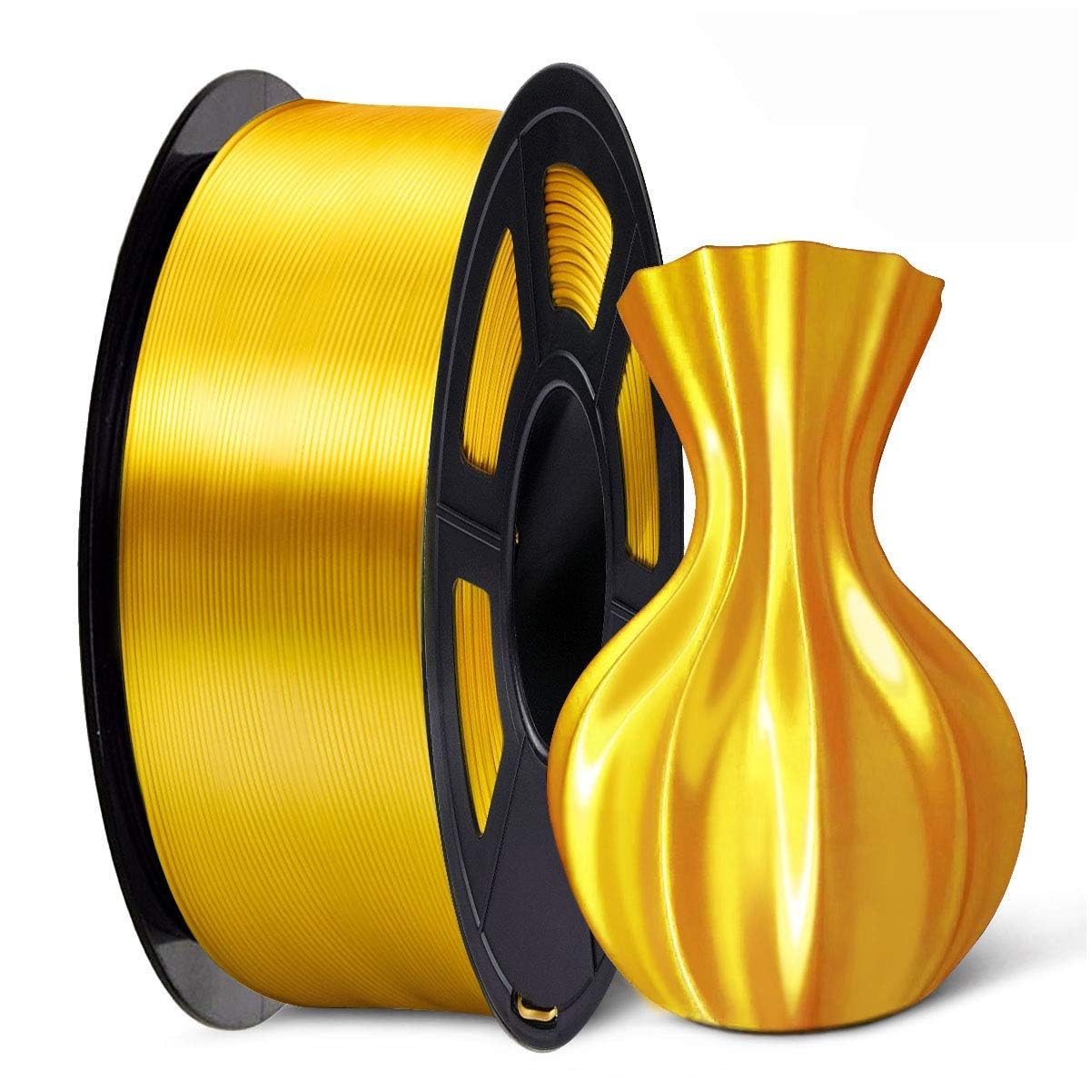 FiLAMONT PLA Silk Filament 1.75mm, 3D Printer Filament, Shiny Silk 1.75 PLA Filament, 1kg(2.2Lbs)/Spool (Silk Gold)