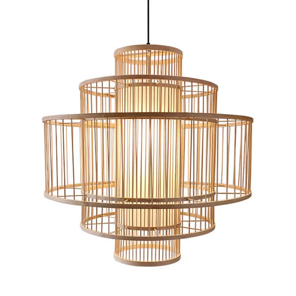OZBMA Hanging Lighting Fixture Japanese Style Pendant Light Bamboo Lamp with Shape Beige Ceiling Cord 47inches for Cafe Bar Restaurant Recommended:19.7in (size_name 50cm/19.7in)