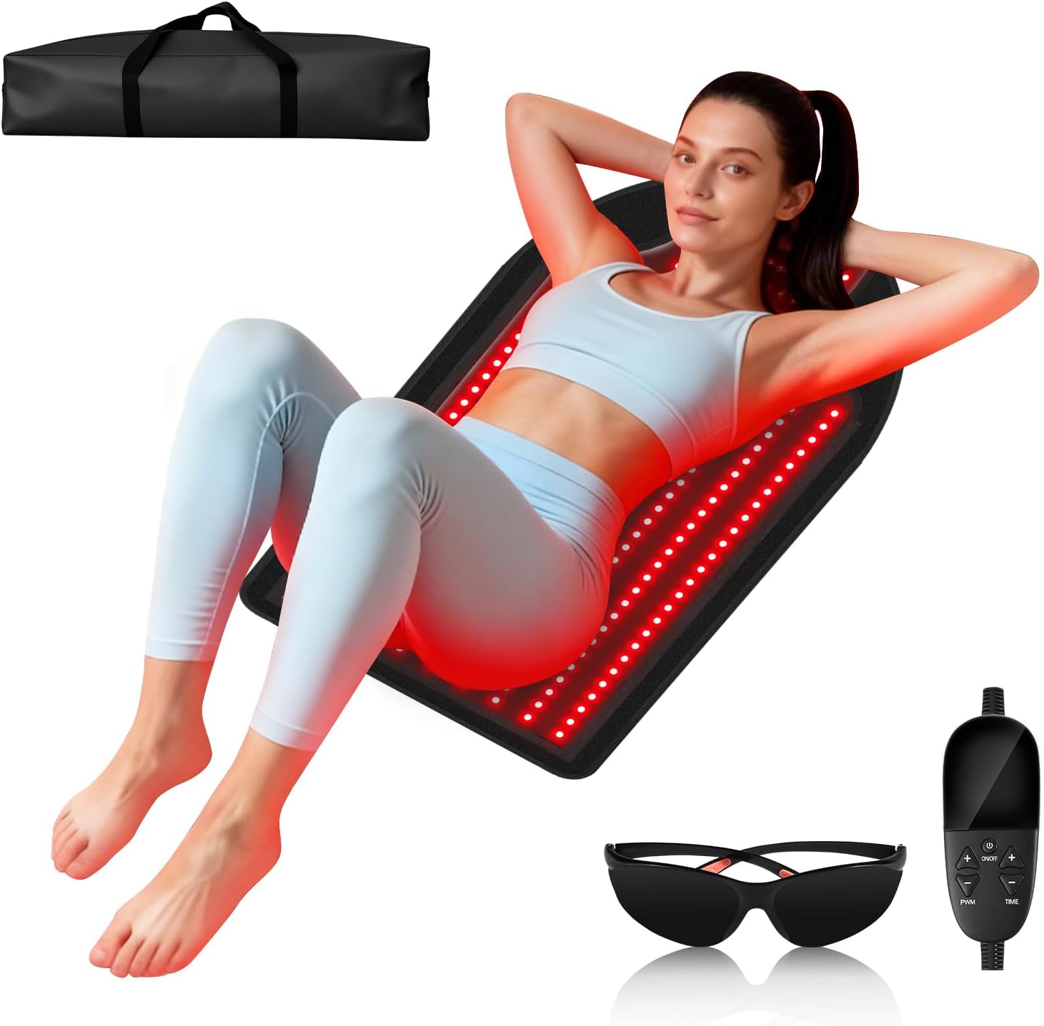 Body Red Light Therapy Mat,LED Light Mat, 40.5 × 23.5 in, 330 LEDs, Soft Foldable Home Mat for Comfort