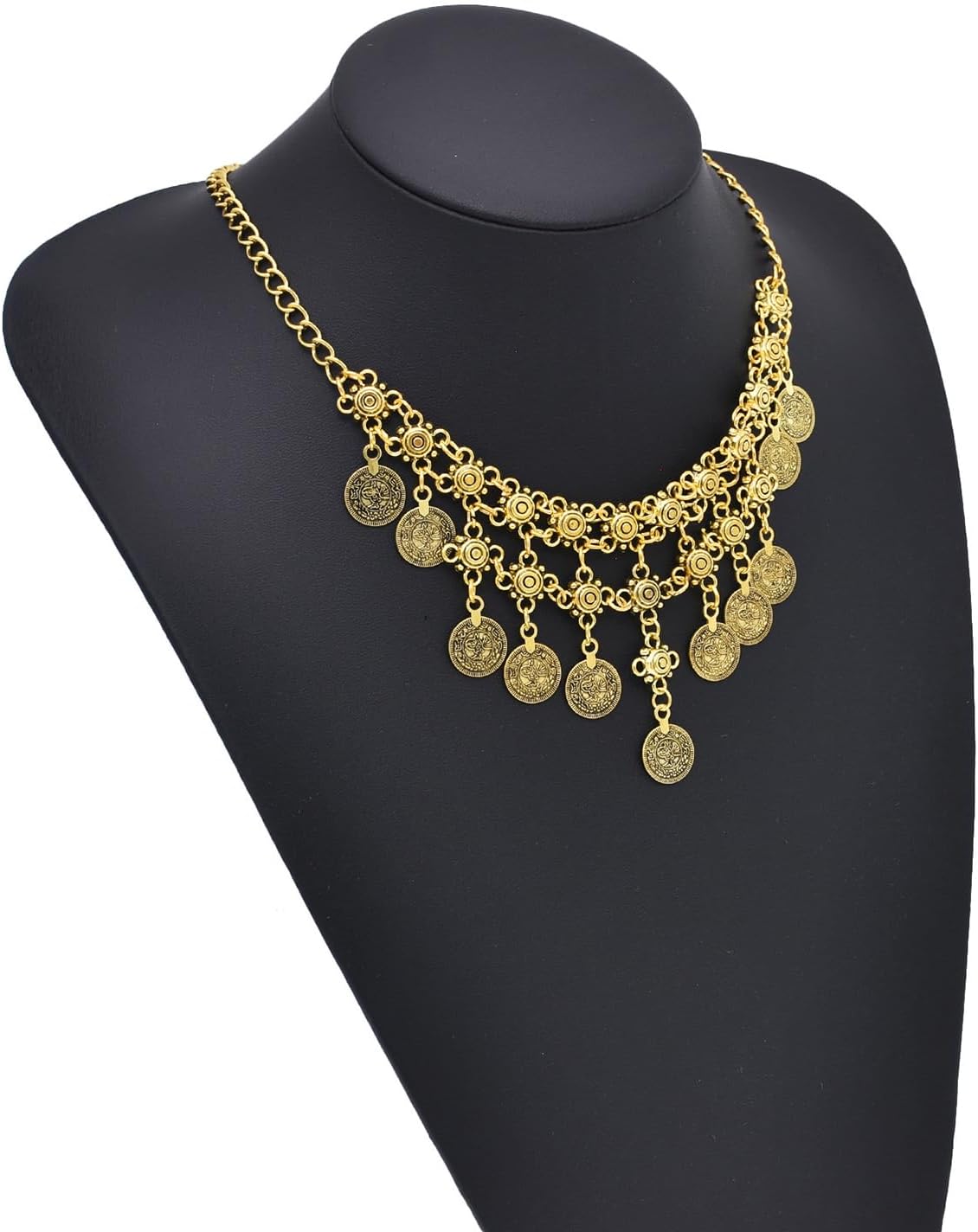 Boho Coin Charm Necklace for Women Gold Pirate Necklace Layered Coin Beaded Pendant Necklaces Chunky Coins Tassel Ethnic Gypsy Costume Accessory - Image 7