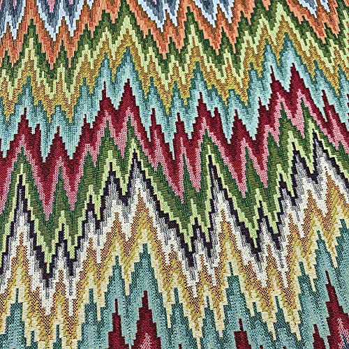 Kt KILOtela - Tela de tapicería - Jacquard tejido - Retal de 100 cm largo x 280 cm ancho | Zigzag Sinuco - Multicolor ─ 1 metro