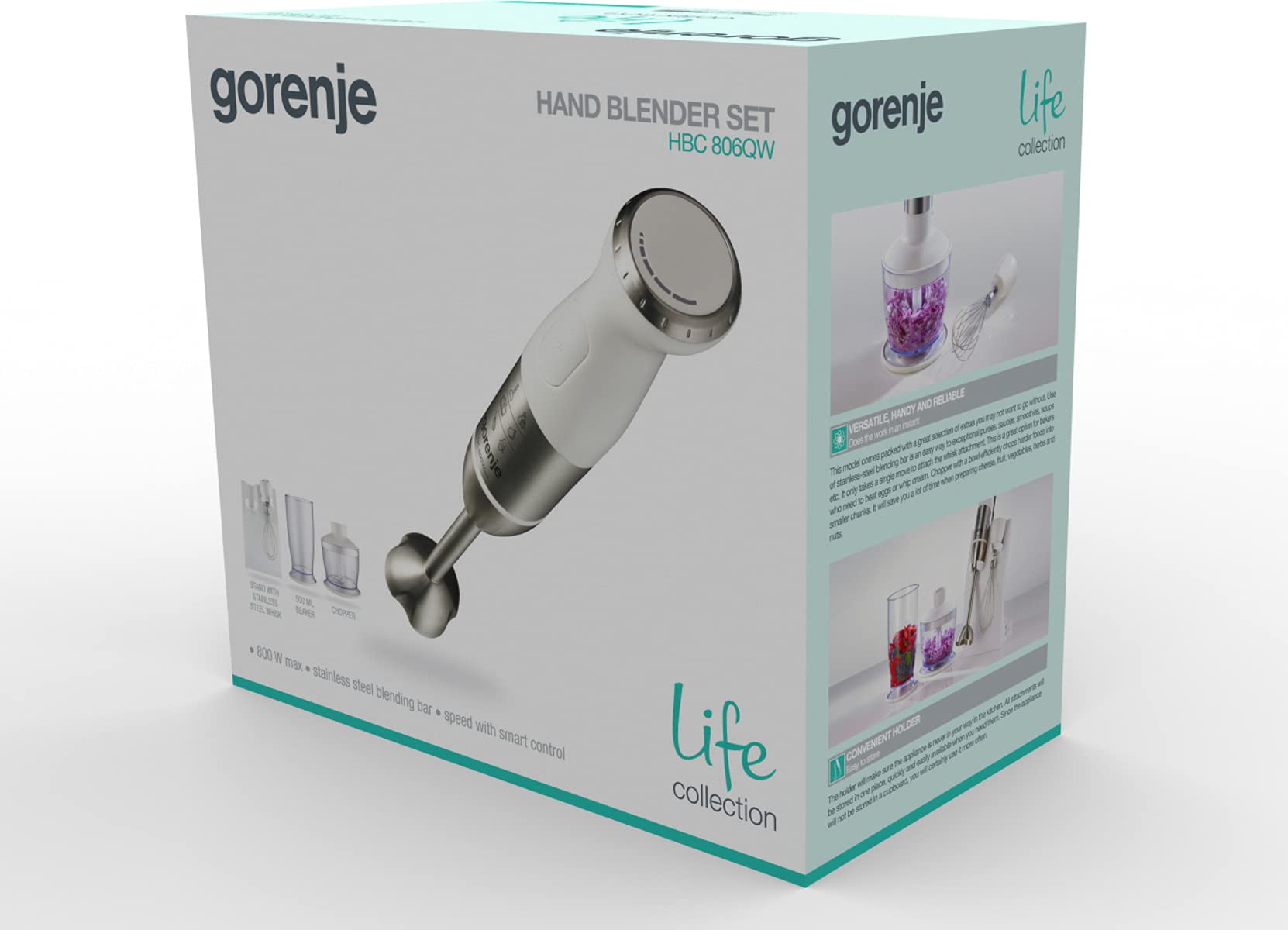Gorenje HBC806QW Mikser ręczny 800 W Stal nierdzewna, Biały