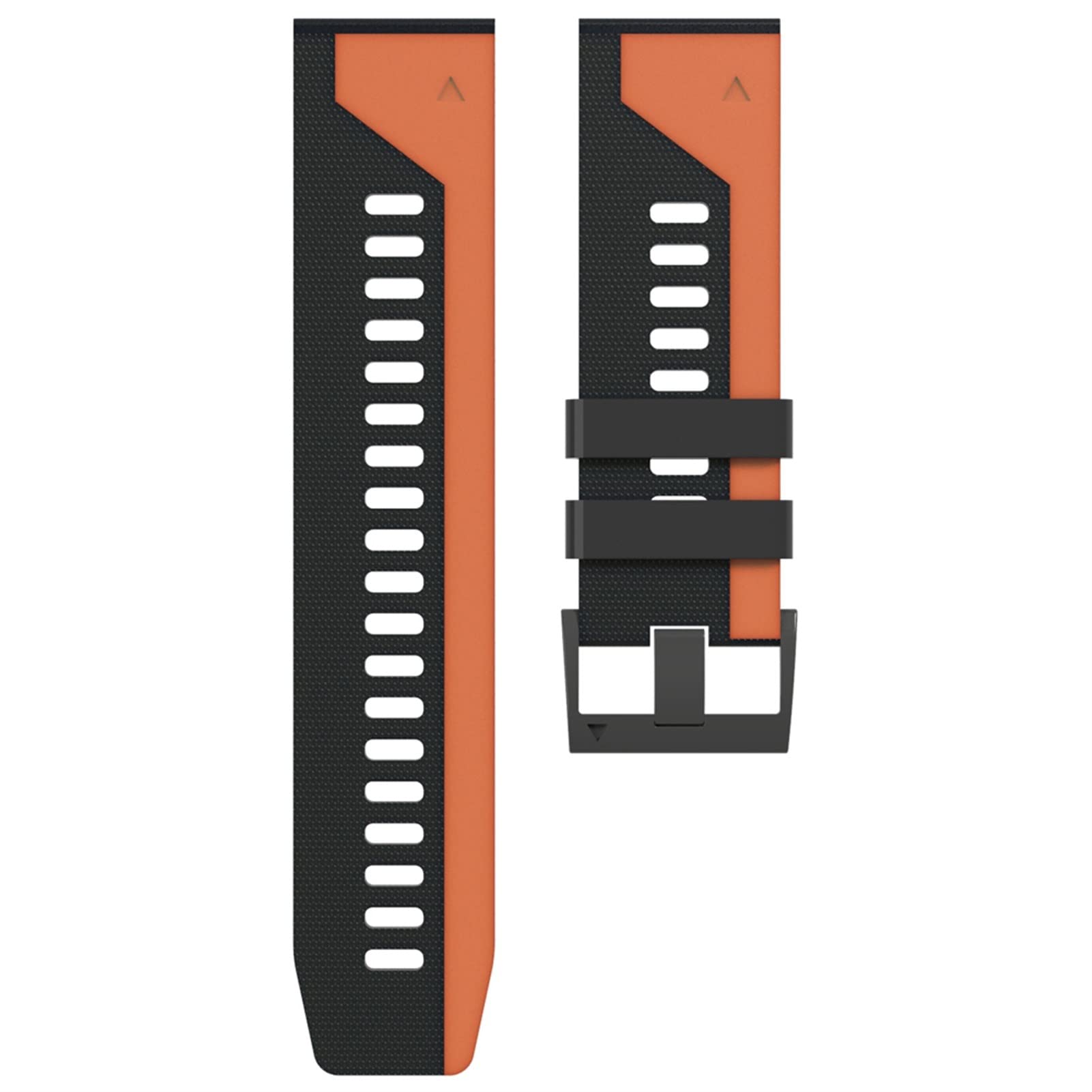 Bracelet Quickfit 26mm silicone antichoc noir orange pour montre Garmin Fenix 7X 6X