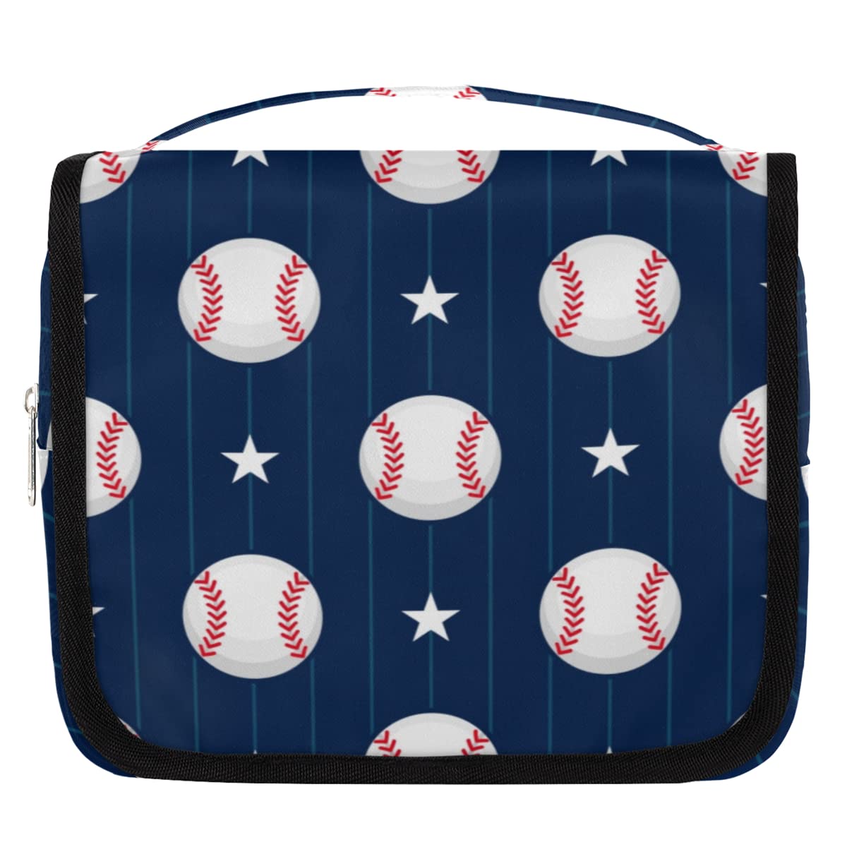 Baseball Design Podróżna kosmetyczka Baseball Wash Bag Unisex Wiszące przybory toaletowe Kosmetyczka Organizer do makijażu, wielobarwny, Jeden rozmiar