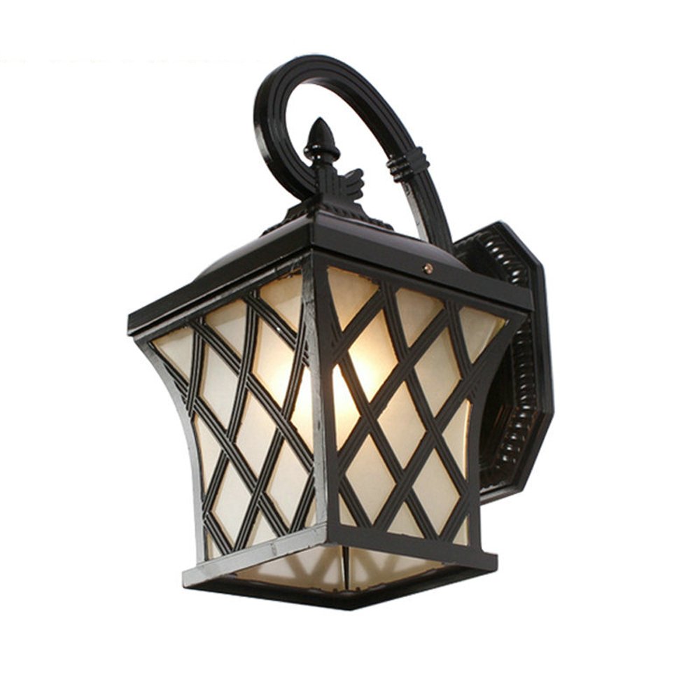 HPTHLY Wall Mounted Light 1-Light Exterior Wall Lantern With Frosted Glass Waterproof Ip55 Residential Street Light Exterior Decorative Garden Pool Foyer Tra(Glass)