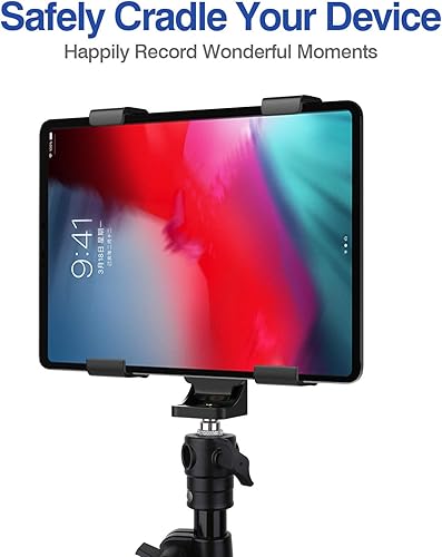 Miniatura 2 de MoKo Soporte para tablet, adaptador de trípode ajustable de 7 a 11 pulgadas, compatible con iPad, Galaxy Tab y más, negro (trípode no incluido)