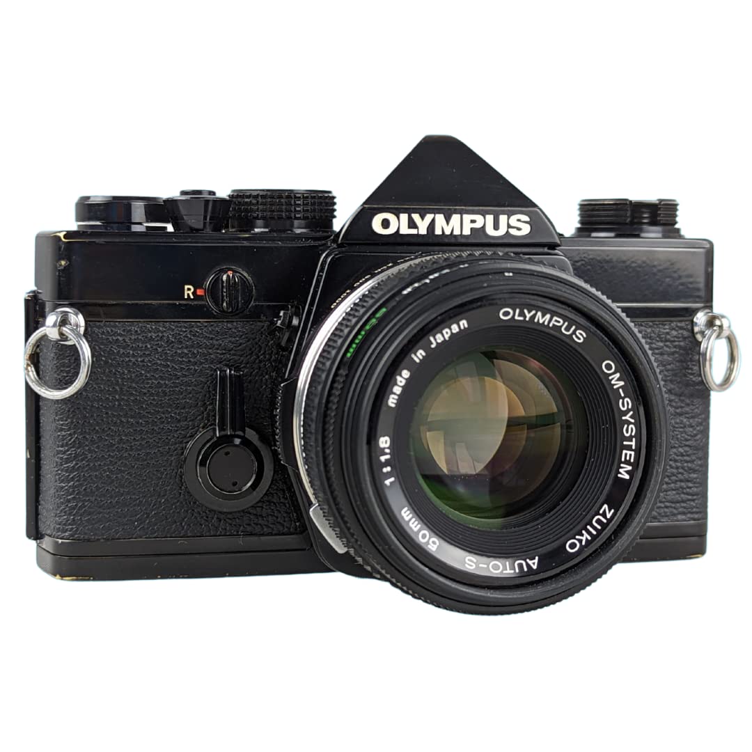 Olympus OM 1 Black Vintage 35mm SLR Film Camera with f/1.8 50mm