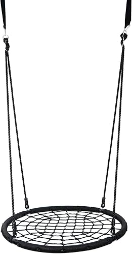 Miniatura 8 de ZENY Columpio de tela de araña de 48 pulgadas para niños, plataforma redonda para exteriores, patio de juegos, columpio de cuerda para árbol o