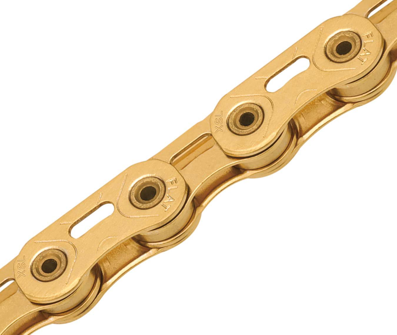 KMC XSL Flat Waxed 12/13-Speed Flat Top Chain, 126 Links, Ti-N Gold