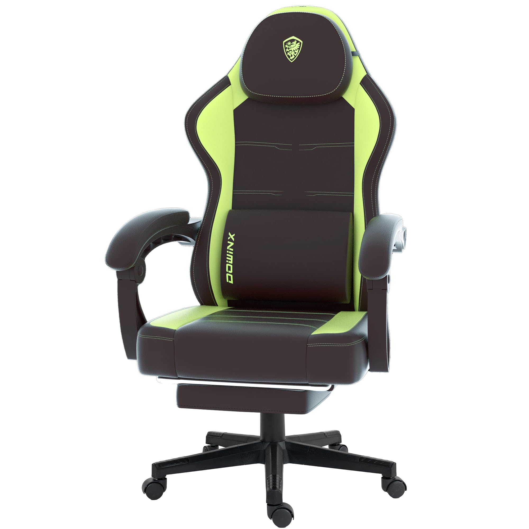 Dowinx Gaming Stuhl, Ergonomischer Gamer Stuhl Aus PU-Leder Mit Lendenwirbelstütze, PC-Stuhl Mit Verbreiterter Rückenlehne, Belastbar Bis 150 Kg, Blau