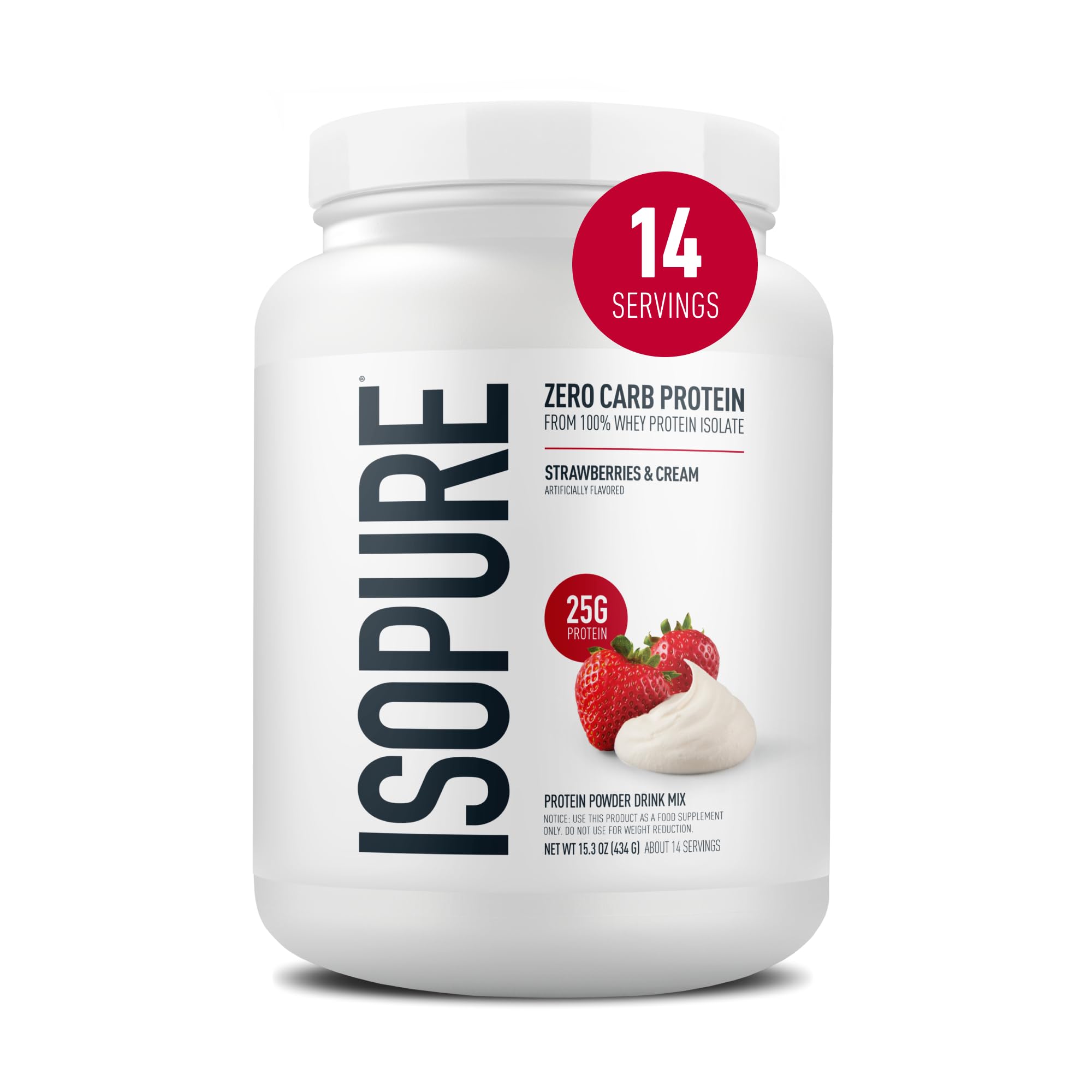 Isopure Zero Carb Whey Isolate Protein Powder, Strawberries & Cream 1 LB