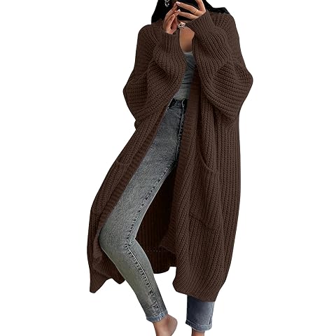 Cardigan Sweater for Women Knit Plus Sweater Fall Winter Long Sleeve Plain Warm Cardigan Long Chunky Coat with