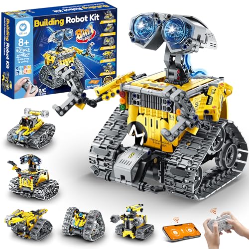 Sillbird Robot Building Kit with Remote Control Gifts for Kids Boys Ages 8-13, Coding STEM Robotic Technic Racer Car Toys for Birthday, Build 6in1 Model with 631 Pieces