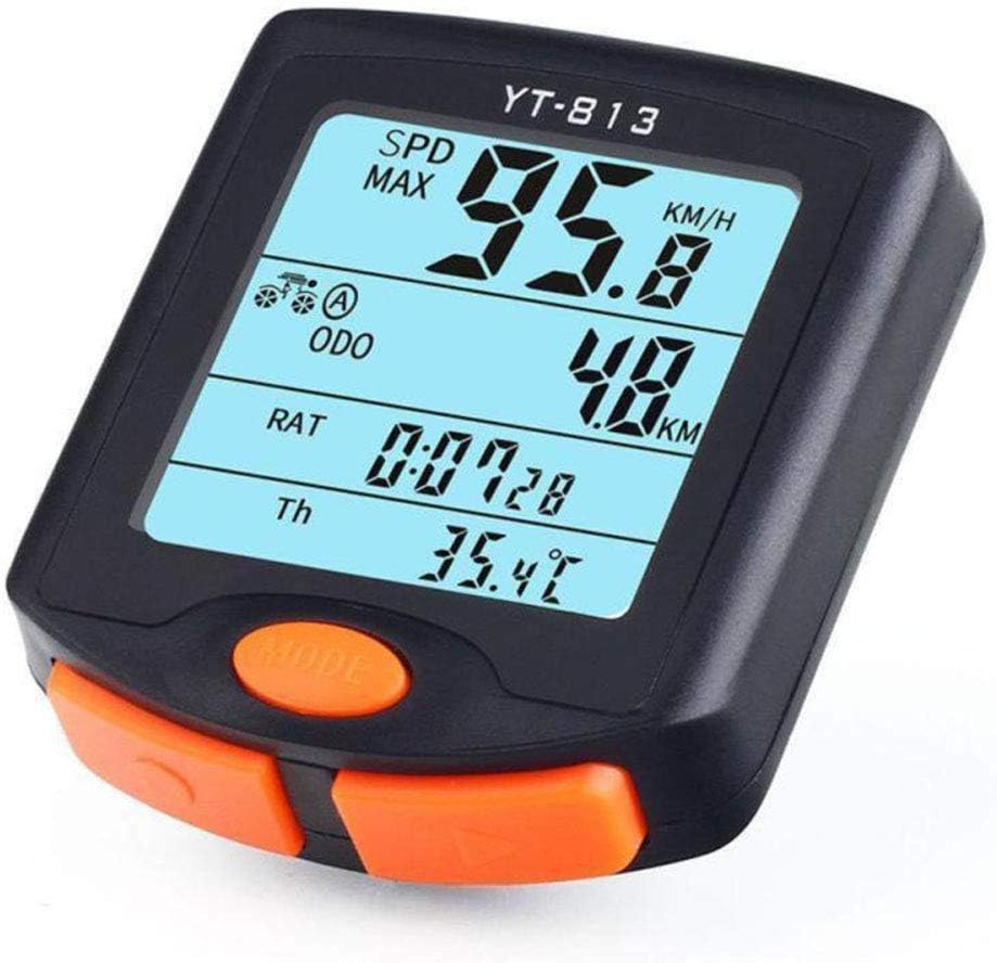 Fashionwu Wireless Cycle Speedometer Waterproof Multi-Function Bike Cycling Odometer with Back Light LCD Display