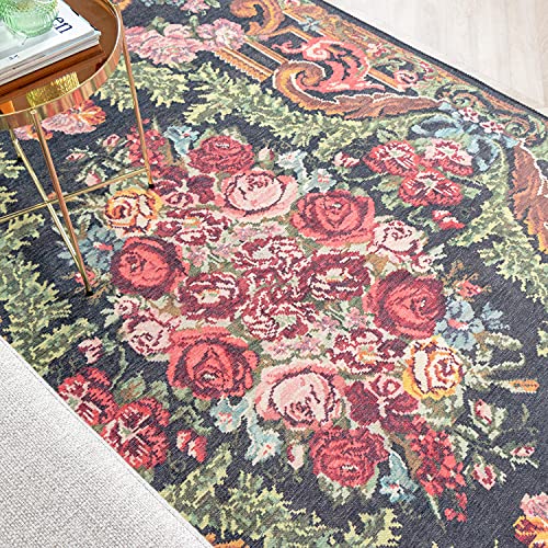 FRAAI Blumen Teppich - Estate Rosen Kelim Gold - 115x170cm - Baumwolle, Chenille - Flachgewebe - Geblümt, Rosen kelim… – Bild 7