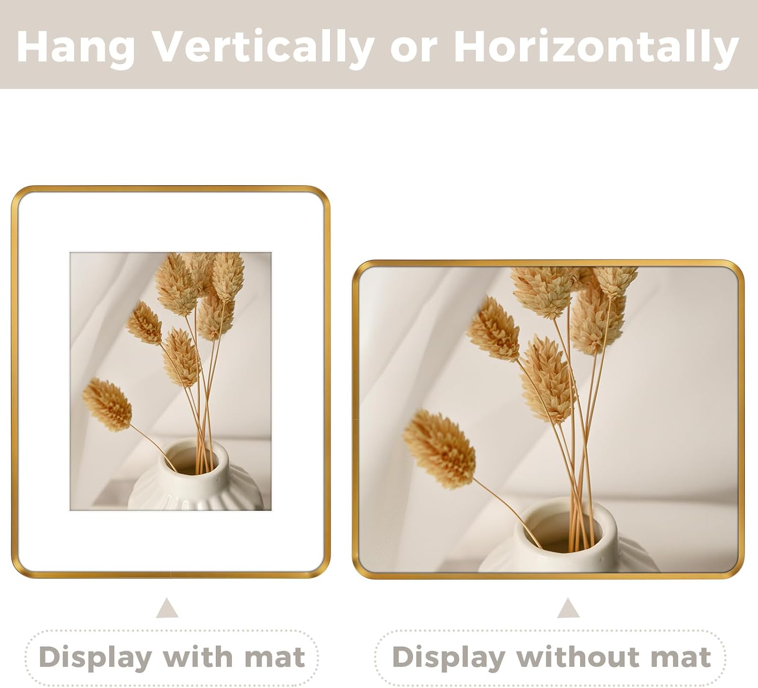 Golden State Art 16x20 Aluminum Picture Frame Bronze - With Round Corners - With Mat for 11x14 Photo or Without Mat for 16 x 20 Photo - Real Glass - Matte Design - Home Decor for Wall Display