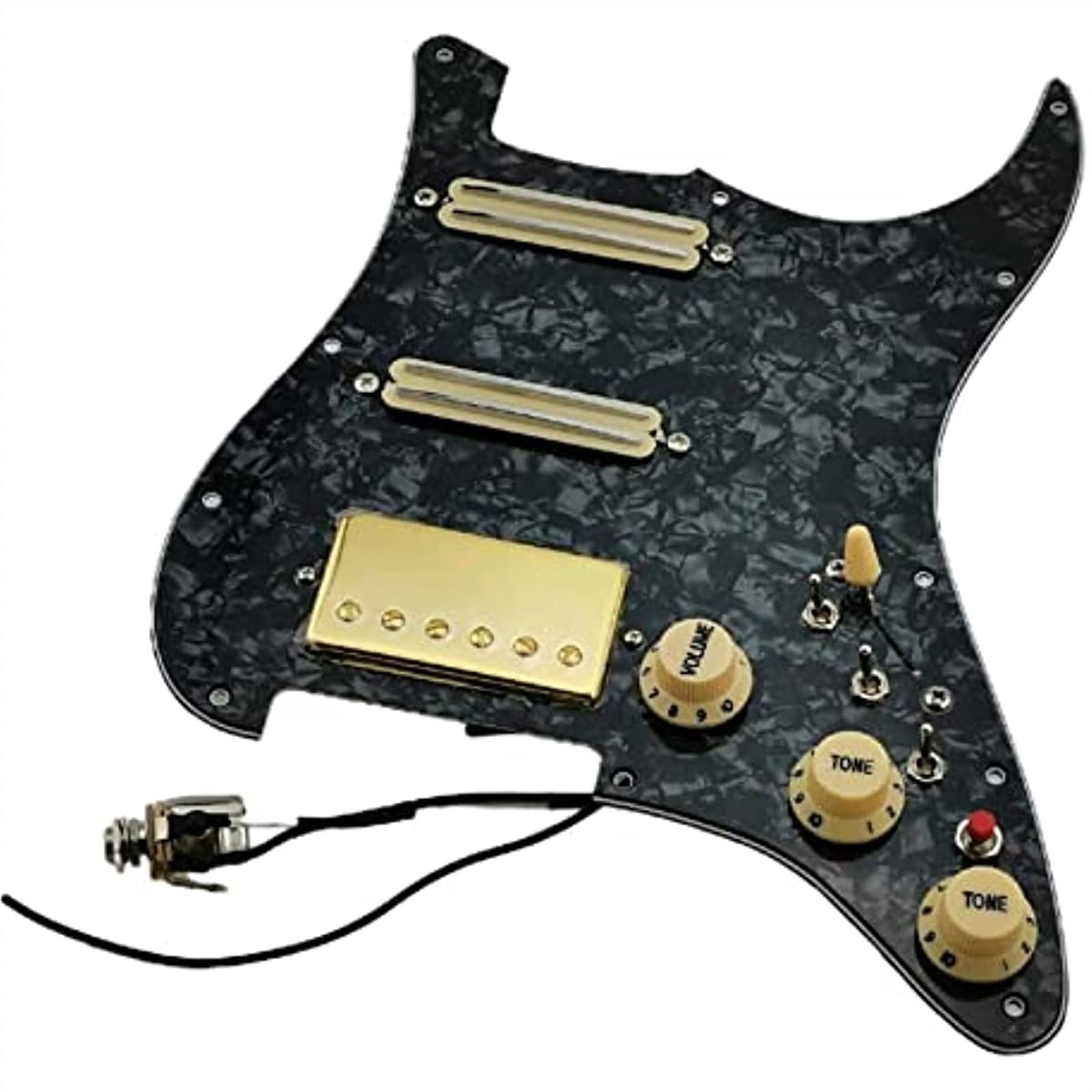 SSH Upgrade Prewired Guitar Pickguard Pickups Gold Alnico V Humbucker Pickups Zestaw Wiązek Przewodów Akcesoria gitarowe (Color : 02)