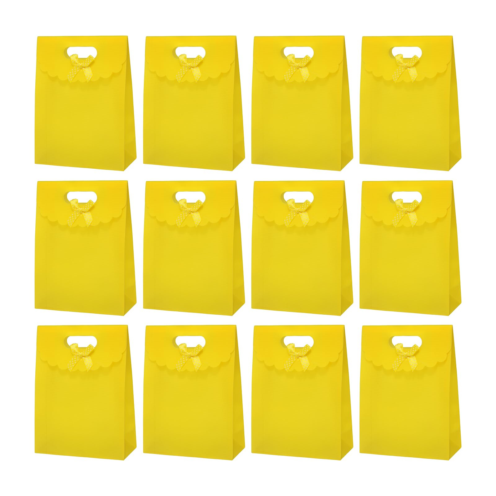 PATIKIL Gift Bags (16.5 x 6 x 12.5cm, Yellow) (12 Pcs) Gift Wrap Bag with Bow Ribbon and Handles, Suit for - Party Favor/Wedding/Bridal Shower/Festivals