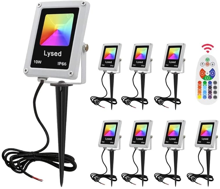 RGB Outdoor Spotlight 10W Color Changing Landscape Lights Spotlights 8 Pack