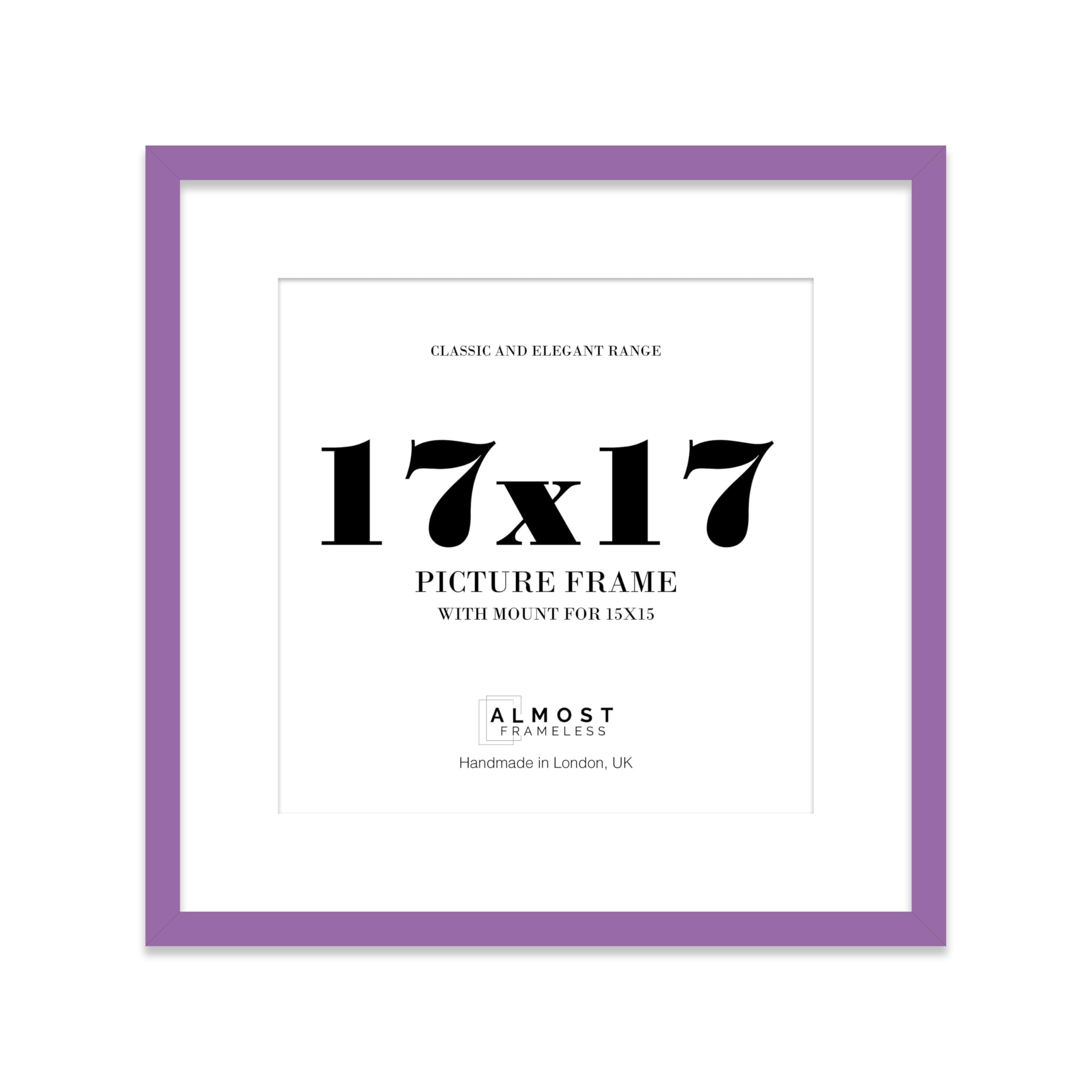 17x17 Purple Picture Frame with Mount for 15x15 Photos, Prints - Modern Square Wall Frame, 1 Pack
