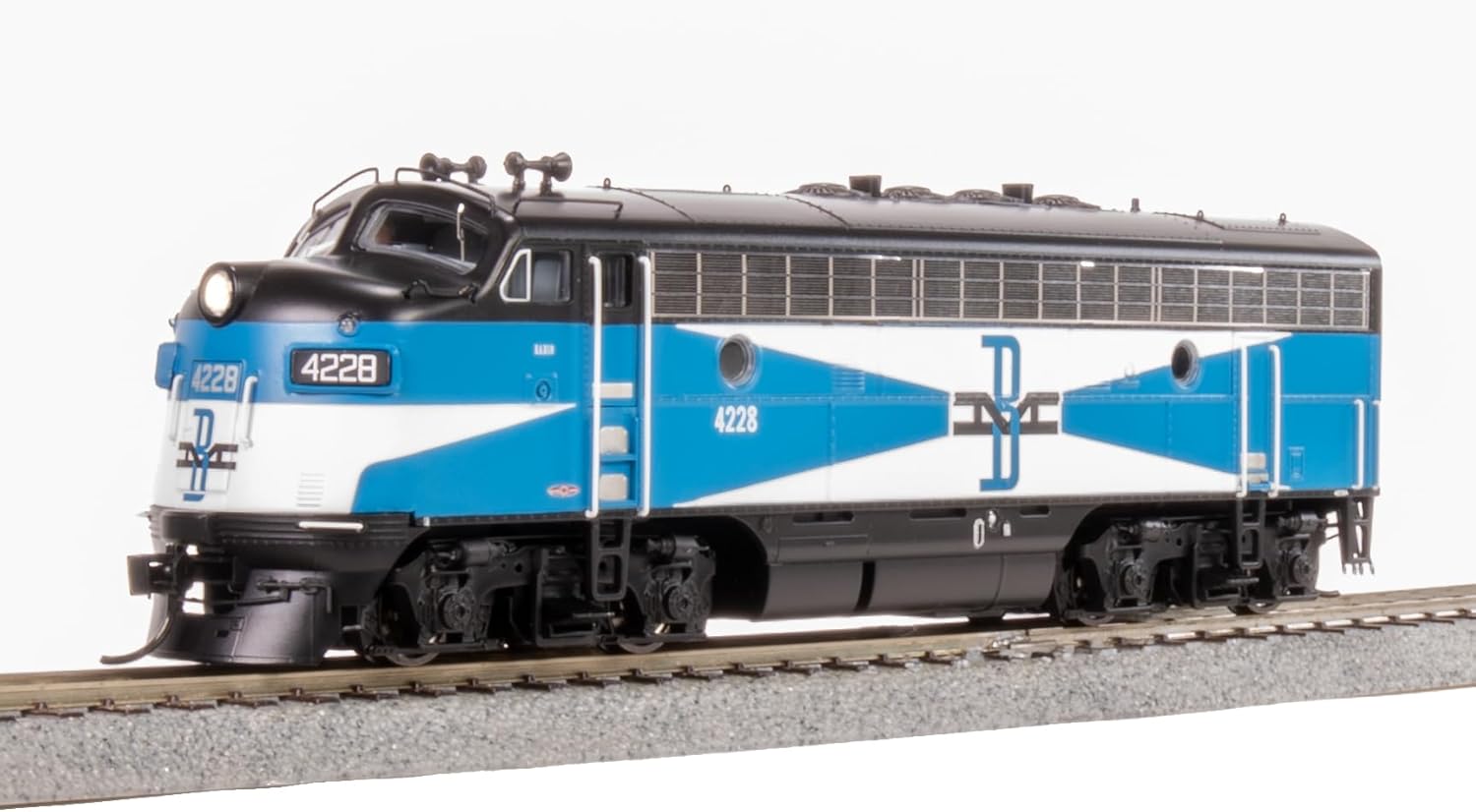 Broadway Limited 9656 EMD F3A, B&M 4228A, Blue McGinnis, Paragon4 Sound/DC/DCC, HO Scale