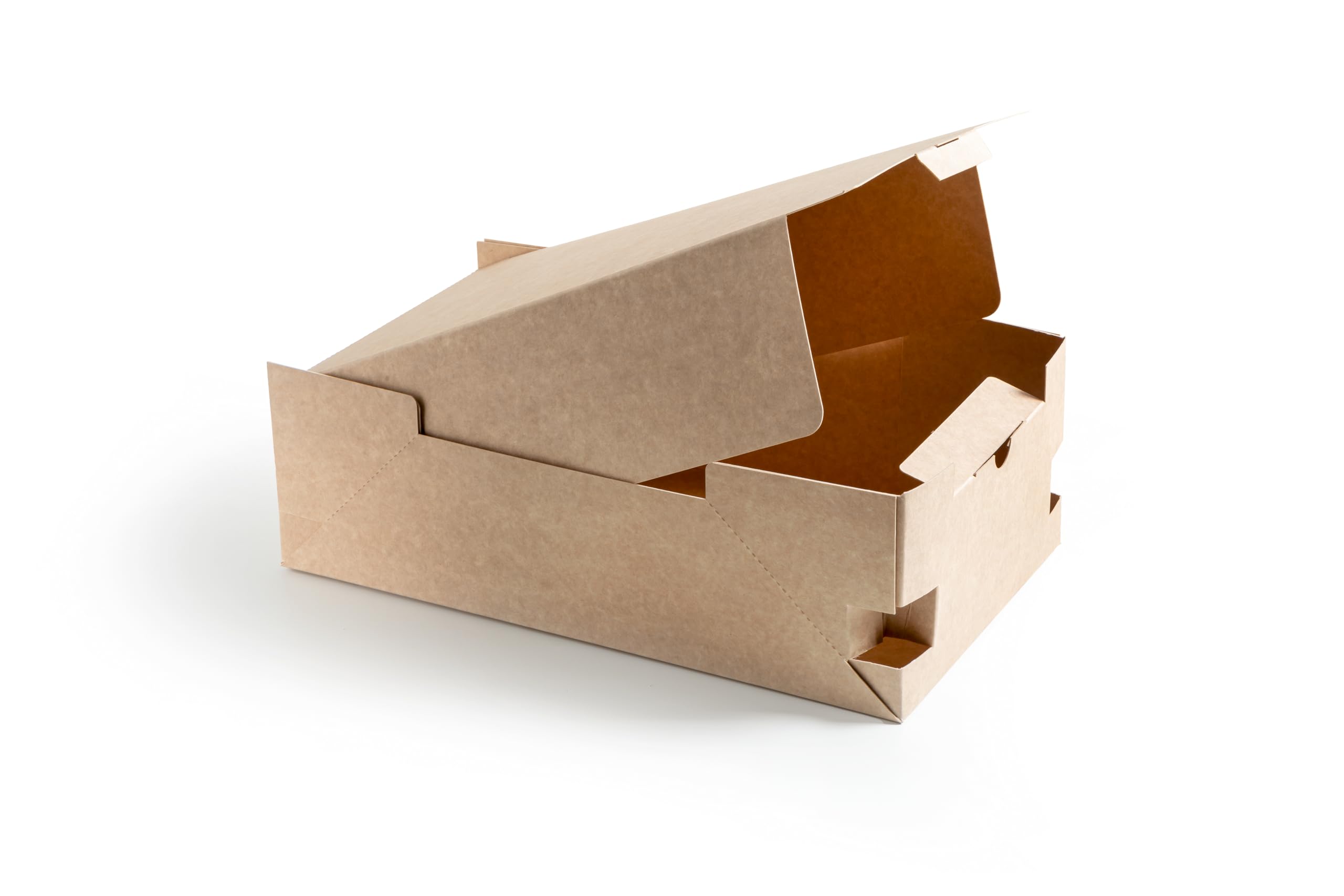 Scatola Calzone da asporto compostabile 33x18,5x9, 100 pz INODORE, RESISTENTE ALL'UMIDITA' E CALORE, 100% KRAFT NATURALE, CELLULOSA INNOVATIVA CHE NON ALTERA IL PROFUMO E IL SAPORE DELLA PIZZA