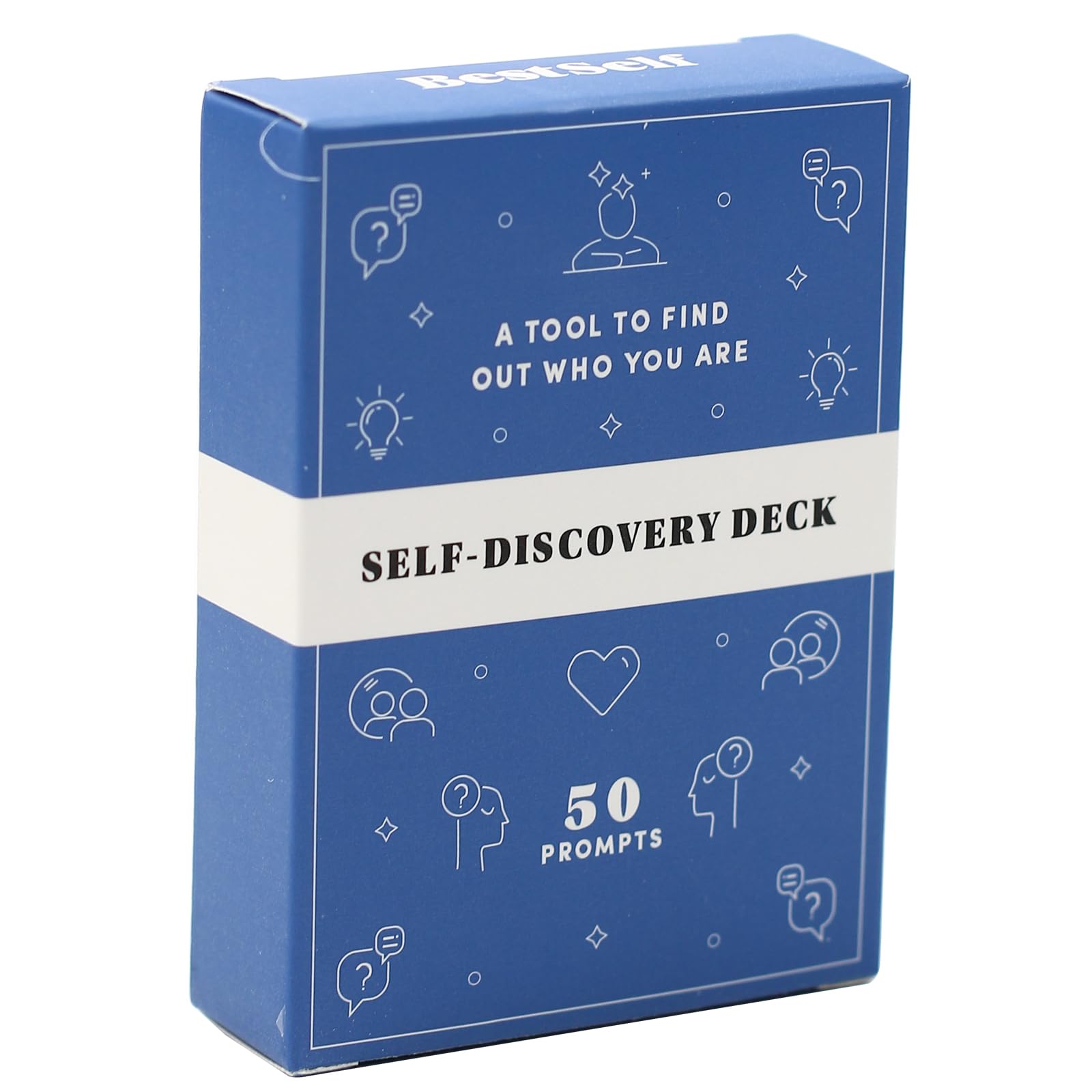 EASONGEE Self-discovery Deck, 50 Prompts, Personal Growth Card Game, Blue, 9*6.5CM, Ages 120+