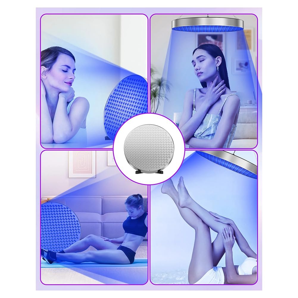 Lampe de Bronzage Solarium Ronde UV 50W pour Tout le Corps 460nm avec Crochets et Masque pour les Yeux, Prise EU.