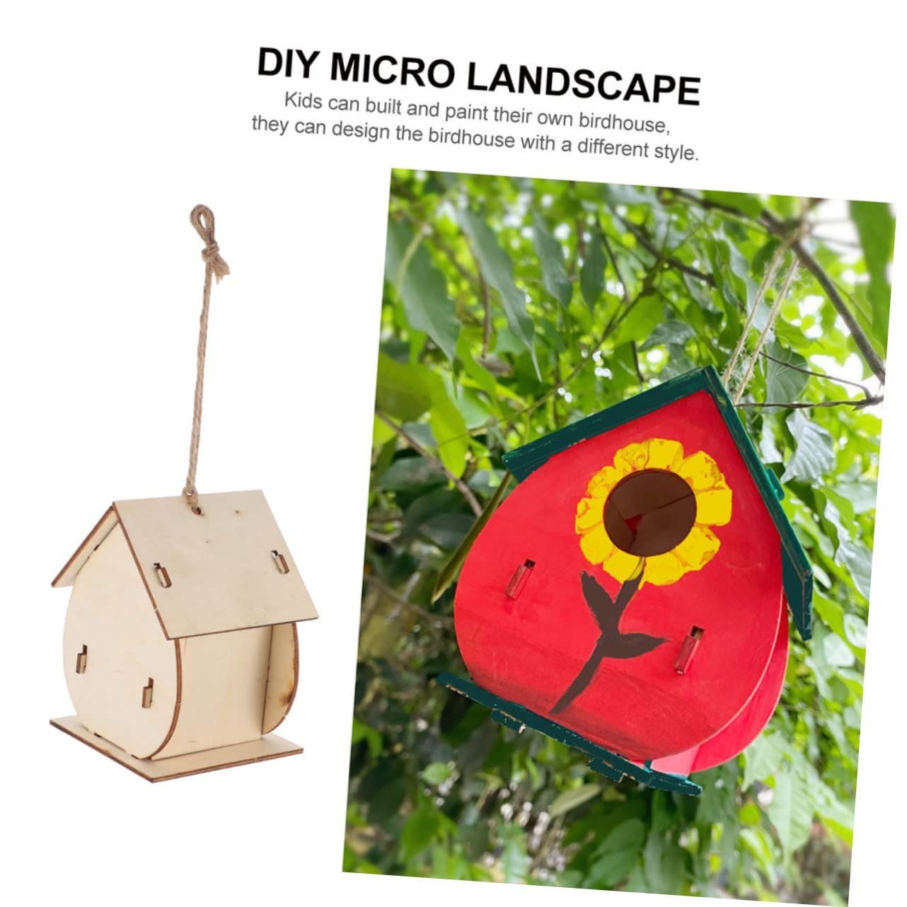 Yardwe 1 Juego Casa de Madera Pintar Pájaros Diy Manualidades Creativas Decoración de Jardín y Fiesta