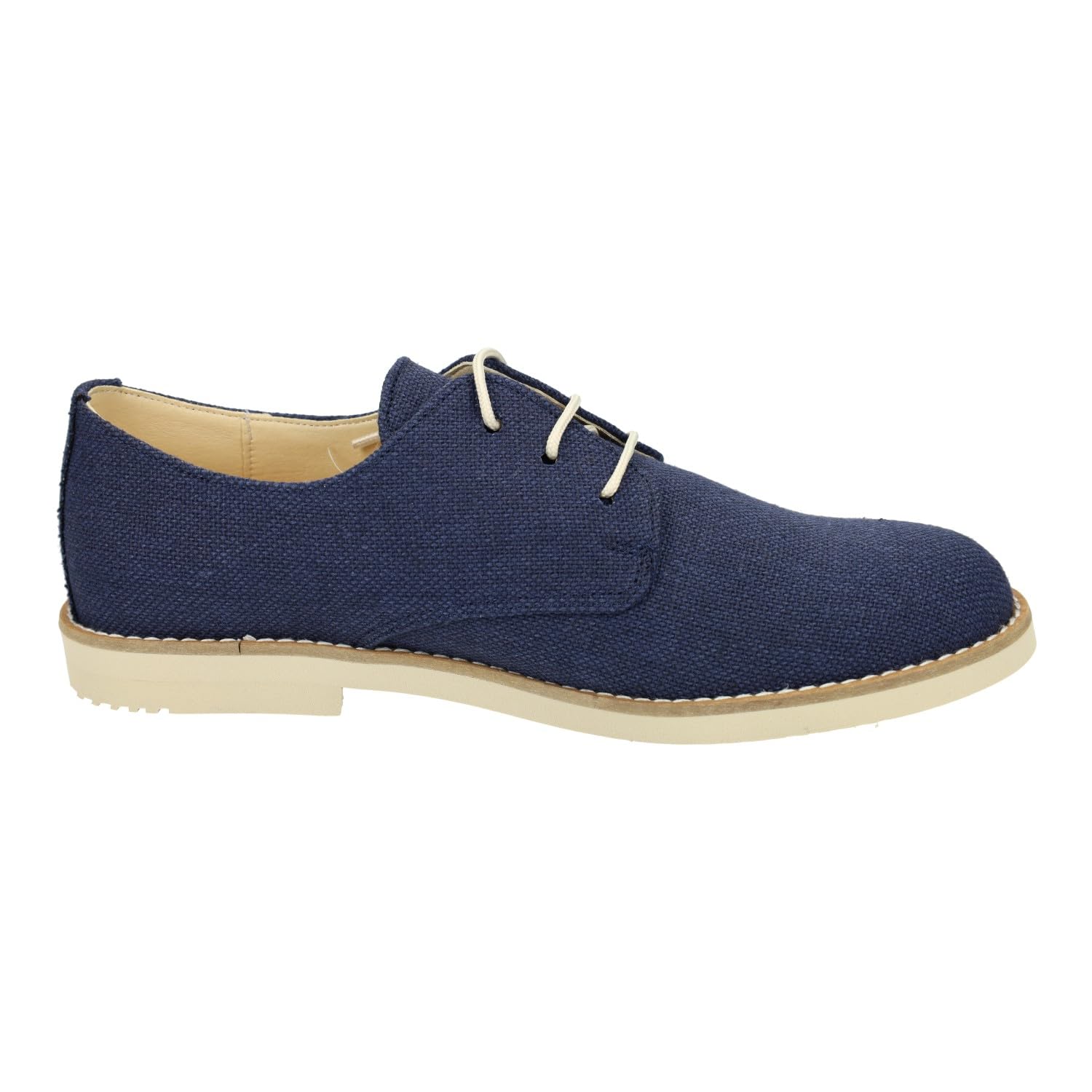 YOWAS 20344 Esparteñas de niño para comunion, en Color Azul Marino, Plantilla de Piel y Cordones para Ajustar, Hechas en España NIÑO Zapato COMUNIÓN