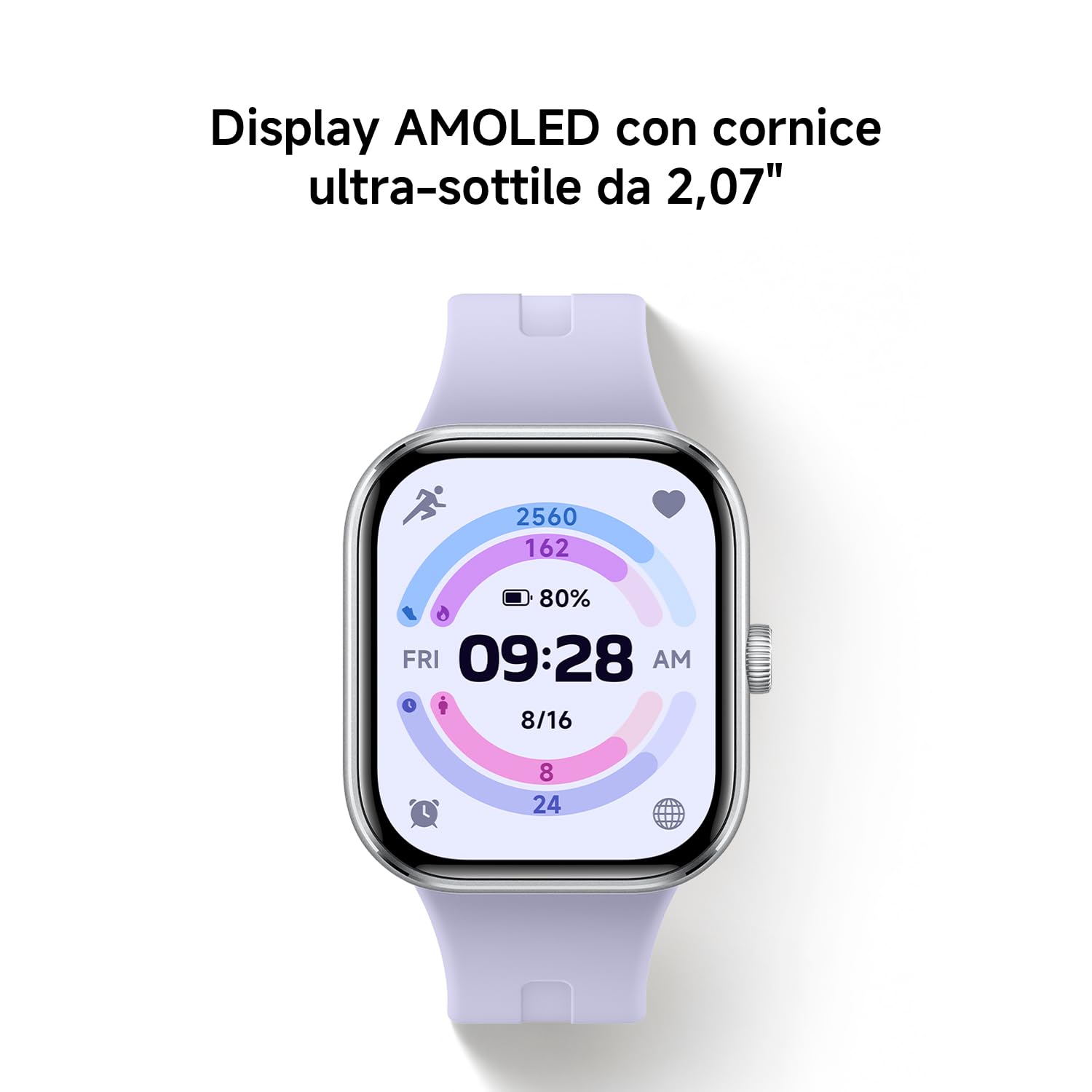 XIAOMI Redmi Watch 5, Smartwatch con display AMOLED 2.07", Chiamate Bluetooth, Autonomia 24 giorni, Resistenza Acqua 5 ATM, Monitoraggio Frequenza Cardiaca e SpO2, Sistema GNSS integrato, Argento