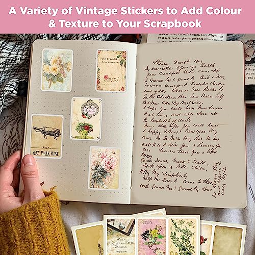 Image of Aesthetic Vintage Vinyl Journal Stickers for Phone Case, Laptop, Notebook, Dairy, Water Bottle, Etc Self-Adhesive Stickers Set of 50 Glossy and Waterproof Stickers (Vintage Theme, 23 cms)