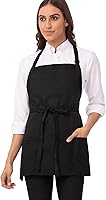 Chef Works Unisex 3-Pocket Bib Apron - Durable Adjustable Kitchen Apron, Stain-Resistant, 65/35 Poly/Cotton for Chefs & Servers