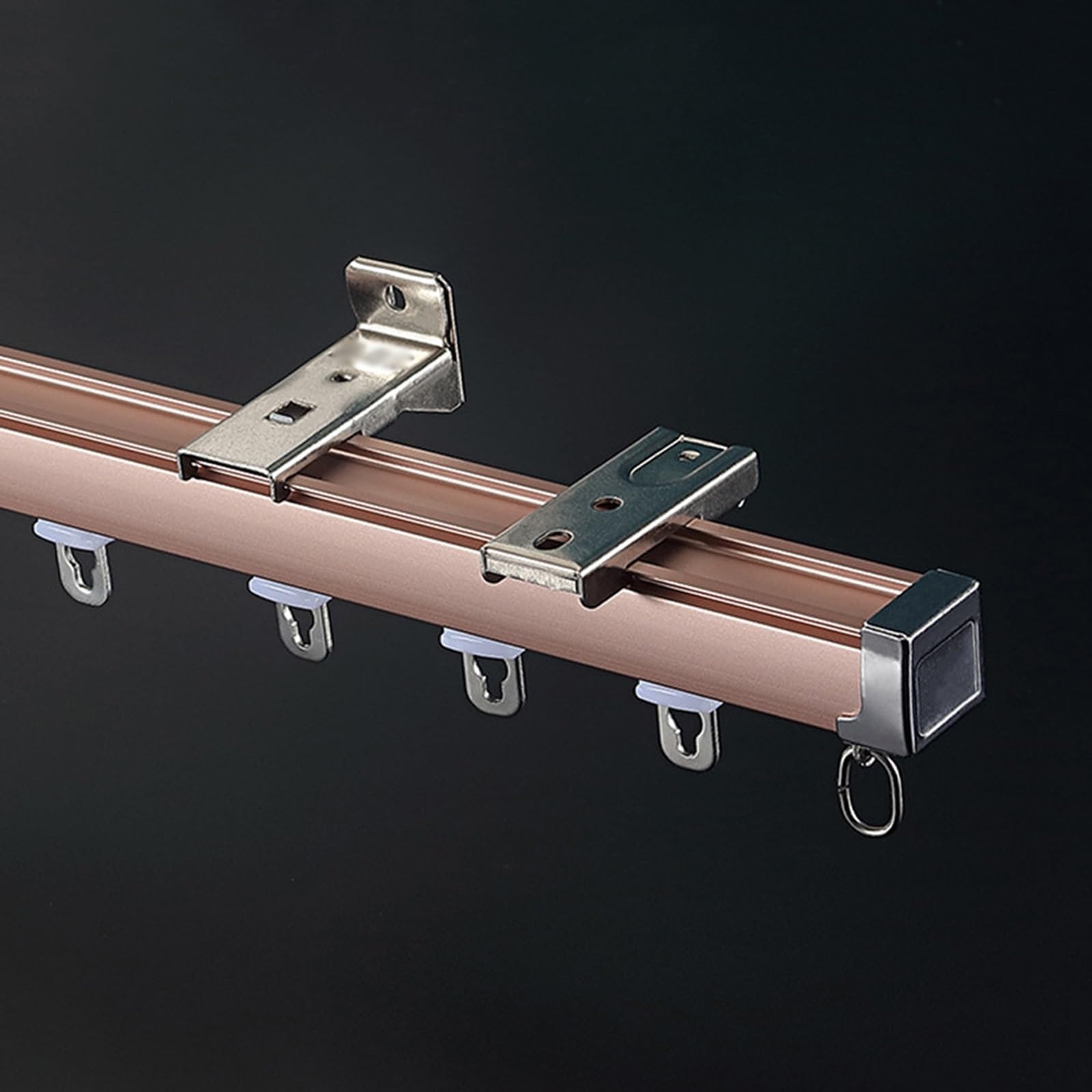 Rail Rideaux Plafond Rail de Rideau Robuste, Rail Pour Rideaux Kit en Aluminium à Montage au Plafond ou au Mur, avec Kits Complets(Pink-Ceiling,4.5m(3 * 1.5m))