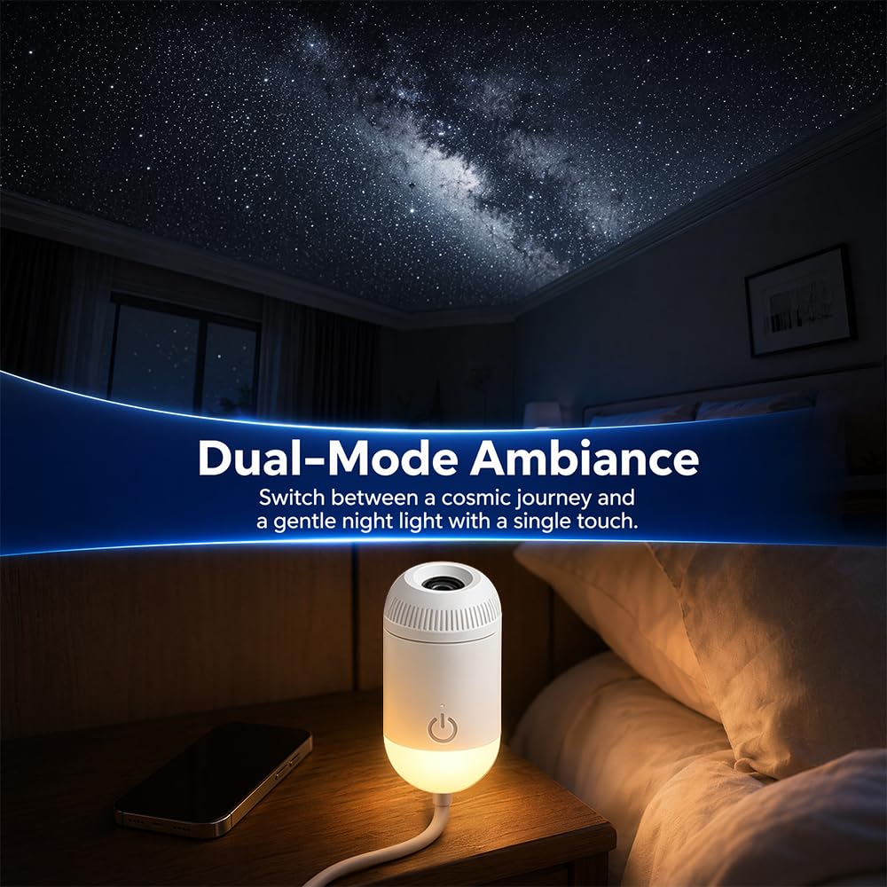 Proiettore di luce notturna olografica HD Smart Dynamic con 12 dischi di proiezione, 360° proiettore di stelle HD Plug and Play, proiettore stellare galassia regolabile