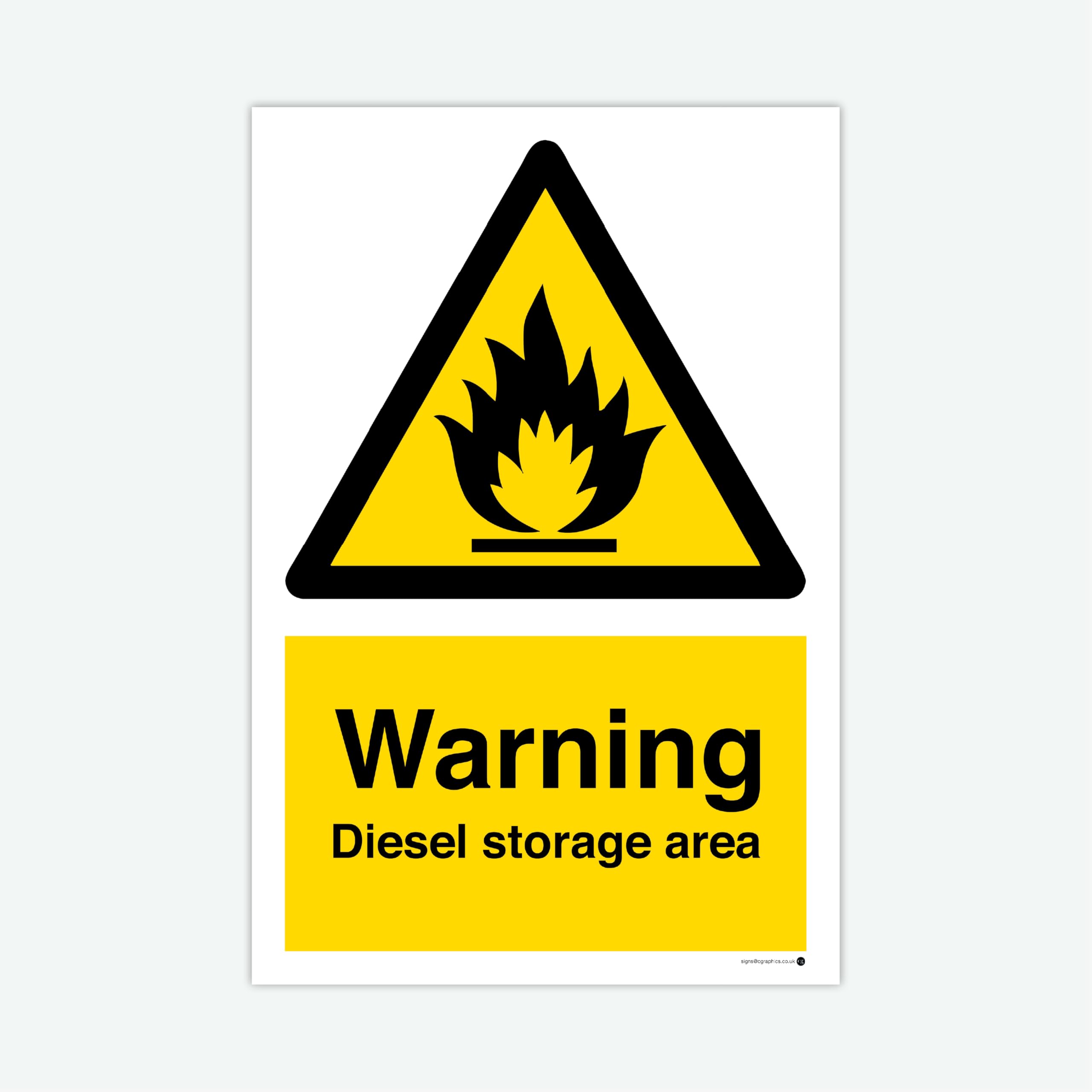 Warning Diesel Storage Area Sign | Correx | 600 x 400mm | Health & Safety | Warning Sign | Fuel Storage, Industrial & Commercial Sites